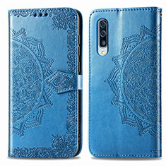 Custodia Portafoglio In Pelle Fantasia Modello Cover con Supporto per Samsung Galaxy A50 Blu