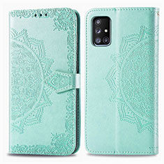 Custodia Portafoglio In Pelle Fantasia Modello Cover con Supporto per Samsung Galaxy A51 4G Verde