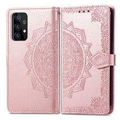 Custodia Portafoglio In Pelle Fantasia Modello Cover con Supporto per Samsung Galaxy A52 5G Oro Rosa