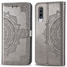 Custodia Portafoglio In Pelle Fantasia Modello Cover con Supporto per Samsung Galaxy A70 Grigio