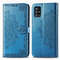 Custodia Portafoglio In Pelle Fantasia Modello Cover con Supporto per Samsung Galaxy A71 4G A715 Blu