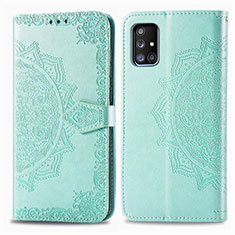 Custodia Portafoglio In Pelle Fantasia Modello Cover con Supporto per Samsung Galaxy A71 4G A715 Verde