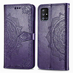 Custodia Portafoglio In Pelle Fantasia Modello Cover con Supporto per Samsung Galaxy A71 4G A715 Viola