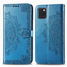 Custodia Portafoglio In Pelle Fantasia Modello Cover con Supporto per Samsung Galaxy A81 Blu