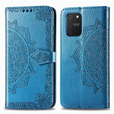 Custodia Portafoglio In Pelle Fantasia Modello Cover con Supporto per Samsung Galaxy A91 Blu