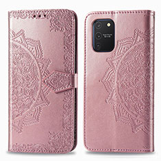 Custodia Portafoglio In Pelle Fantasia Modello Cover con Supporto per Samsung Galaxy A91 Oro Rosa