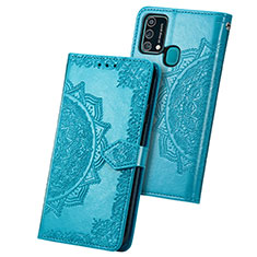 Custodia Portafoglio In Pelle Fantasia Modello Cover con Supporto per Samsung Galaxy F41 Blu