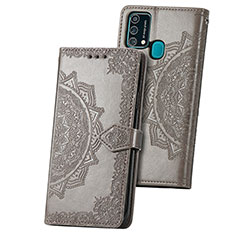 Custodia Portafoglio In Pelle Fantasia Modello Cover con Supporto per Samsung Galaxy F41 Grigio