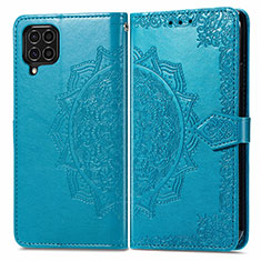 Custodia Portafoglio In Pelle Fantasia Modello Cover con Supporto per Samsung Galaxy F62 5G Blu