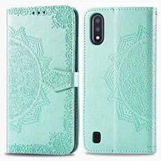 Custodia Portafoglio In Pelle Fantasia Modello Cover con Supporto per Samsung Galaxy M01 Verde