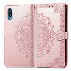 Custodia Portafoglio In Pelle Fantasia Modello Cover con Supporto per Samsung Galaxy M02 Oro Rosa