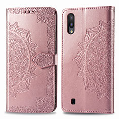 Custodia Portafoglio In Pelle Fantasia Modello Cover con Supporto per Samsung Galaxy M10 Oro Rosa