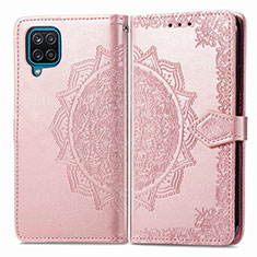 Custodia Portafoglio In Pelle Fantasia Modello Cover con Supporto per Samsung Galaxy M12 Oro Rosa