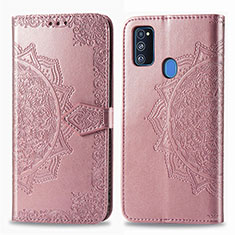 Custodia Portafoglio In Pelle Fantasia Modello Cover con Supporto per Samsung Galaxy M21 Oro Rosa