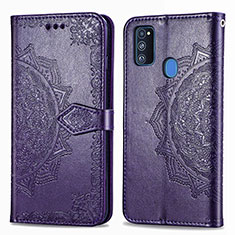 Custodia Portafoglio In Pelle Fantasia Modello Cover con Supporto per Samsung Galaxy M21 Viola