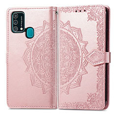 Custodia Portafoglio In Pelle Fantasia Modello Cover con Supporto per Samsung Galaxy M21s Oro Rosa