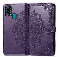 Custodia Portafoglio In Pelle Fantasia Modello Cover con Supporto per Samsung Galaxy M21s Viola