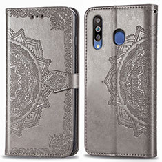 Custodia Portafoglio In Pelle Fantasia Modello Cover con Supporto per Samsung Galaxy M30 Grigio