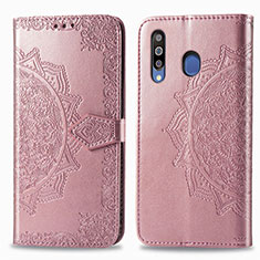 Custodia Portafoglio In Pelle Fantasia Modello Cover con Supporto per Samsung Galaxy M30 Oro Rosa