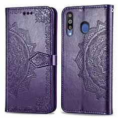 Custodia Portafoglio In Pelle Fantasia Modello Cover con Supporto per Samsung Galaxy M30 Viola