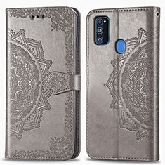 Custodia Portafoglio In Pelle Fantasia Modello Cover con Supporto per Samsung Galaxy M30s Grigio