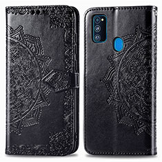 Custodia Portafoglio In Pelle Fantasia Modello Cover con Supporto per Samsung Galaxy M30s Nero