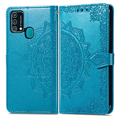 Custodia Portafoglio In Pelle Fantasia Modello Cover con Supporto per Samsung Galaxy M31 Blu