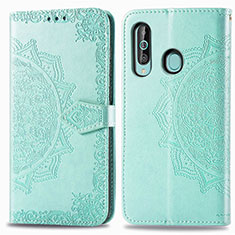 Custodia Portafoglio In Pelle Fantasia Modello Cover con Supporto per Samsung Galaxy M40 Verde