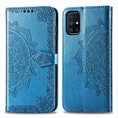 Custodia Portafoglio In Pelle Fantasia Modello Cover con Supporto per Samsung Galaxy M51 Blu
