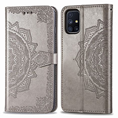 Custodia Portafoglio In Pelle Fantasia Modello Cover con Supporto per Samsung Galaxy M51 Grigio