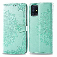 Custodia Portafoglio In Pelle Fantasia Modello Cover con Supporto per Samsung Galaxy M51 Verde