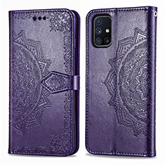 Custodia Portafoglio In Pelle Fantasia Modello Cover con Supporto per Samsung Galaxy M51 Viola