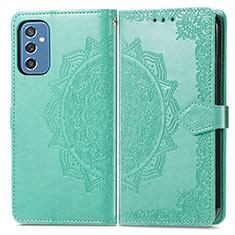 Custodia Portafoglio In Pelle Fantasia Modello Cover con Supporto per Samsung Galaxy M52 5G Verde