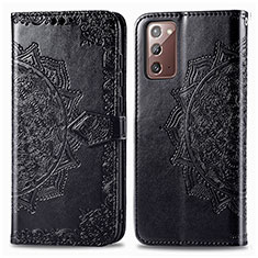 Custodia Portafoglio In Pelle Fantasia Modello Cover con Supporto per Samsung Galaxy Note 20 5G Nero