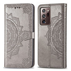 Custodia Portafoglio In Pelle Fantasia Modello Cover con Supporto per Samsung Galaxy Note 20 Ultra 5G Grigio