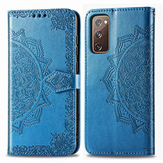 Custodia Portafoglio In Pelle Fantasia Modello Cover con Supporto per Samsung Galaxy S20 FE (2022) 5G Blu