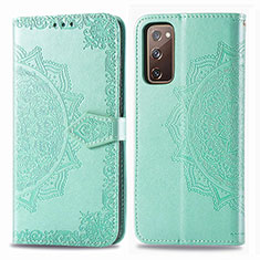 Custodia Portafoglio In Pelle Fantasia Modello Cover con Supporto per Samsung Galaxy S20 FE (2022) 5G Verde