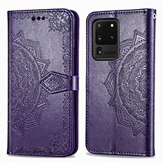 Custodia Portafoglio In Pelle Fantasia Modello Cover con Supporto per Samsung Galaxy S20 Ultra 5G Viola