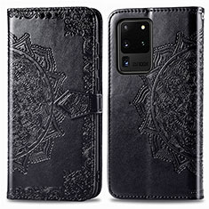 Custodia Portafoglio In Pelle Fantasia Modello Cover con Supporto per Samsung Galaxy S20 Ultra Nero