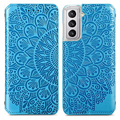 Custodia Portafoglio In Pelle Fantasia Modello Cover con Supporto per Samsung Galaxy S21 FE 5G Blu
