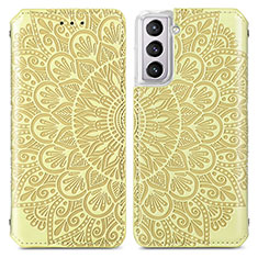 Custodia Portafoglio In Pelle Fantasia Modello Cover con Supporto per Samsung Galaxy S22 5G Giallo