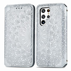 Custodia Portafoglio In Pelle Fantasia Modello Cover con Supporto per Samsung Galaxy S22 Ultra 5G Grigio