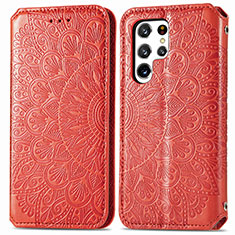 Custodia Portafoglio In Pelle Fantasia Modello Cover con Supporto per Samsung Galaxy S22 Ultra 5G Rosso