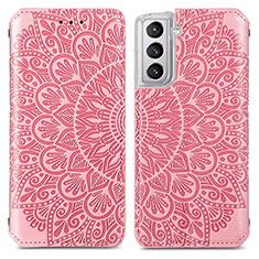 Custodia Portafoglio In Pelle Fantasia Modello Cover con Supporto per Samsung Galaxy S23 5G Oro Rosa