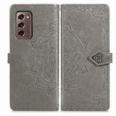 Custodia Portafoglio In Pelle Fantasia Modello Cover con Supporto per Samsung Galaxy Z Fold2 5G Grigio