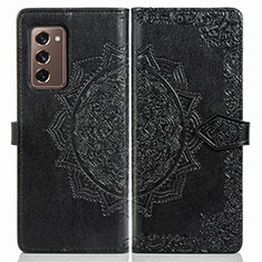 Custodia Portafoglio In Pelle Fantasia Modello Cover con Supporto per Samsung Galaxy Z Fold2 5G Nero