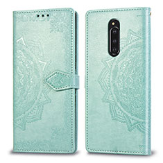 Custodia Portafoglio In Pelle Fantasia Modello Cover con Supporto per Sony Xperia 1 Verde