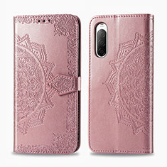 Custodia Portafoglio In Pelle Fantasia Modello Cover con Supporto per Sony Xperia 10 II Oro Rosa