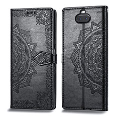 Custodia Portafoglio In Pelle Fantasia Modello Cover con Supporto per Sony Xperia 10 Nero