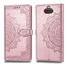 Custodia Portafoglio In Pelle Fantasia Modello Cover con Supporto per Sony Xperia 10 Oro Rosa